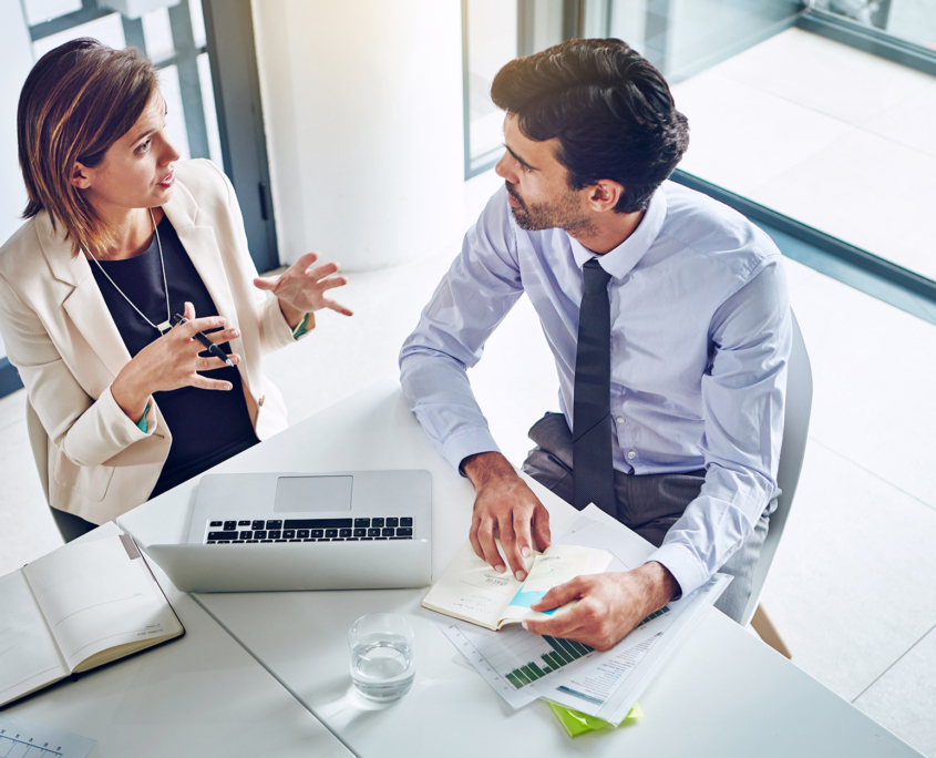 Business Person Talking With Advisor