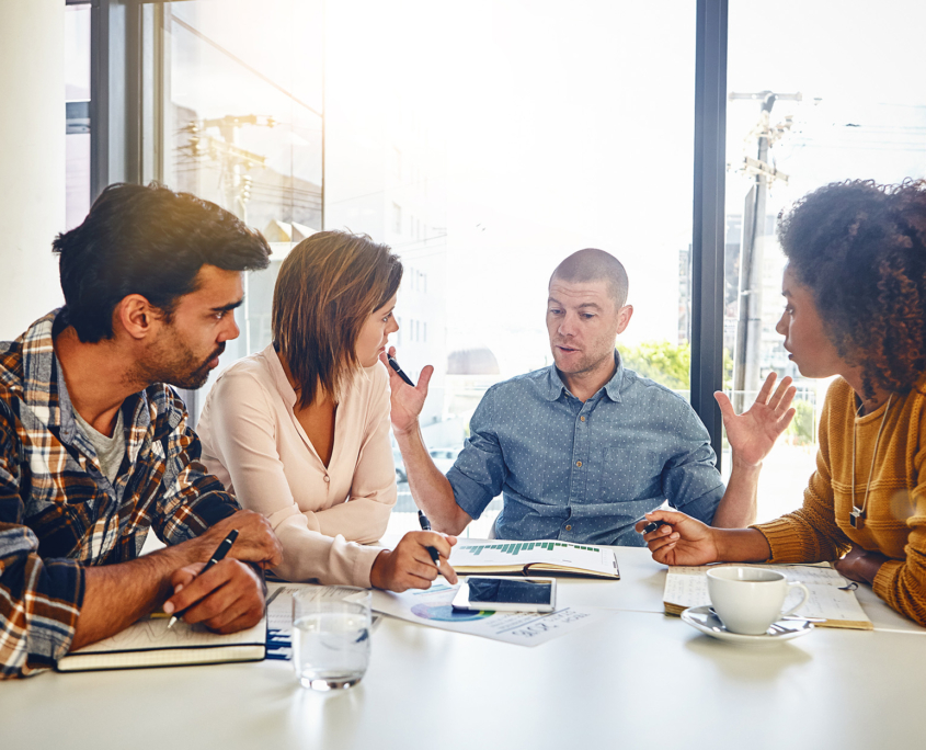 Business Workers Meeting To Discuss Marketing